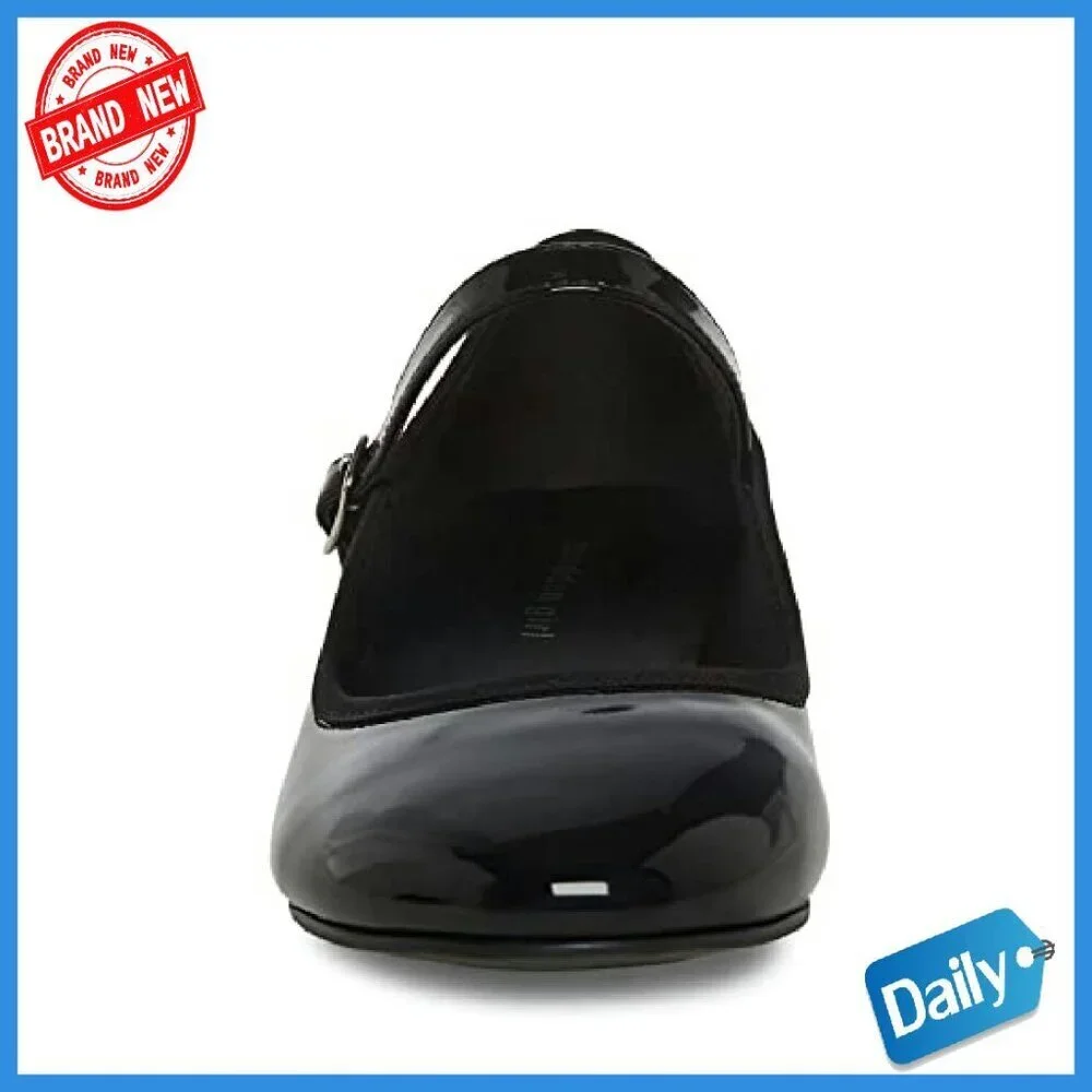 Glossy PU Ballet Flats with Adjustable Buckle Closure, Size Available
